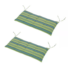 Outsunny Rattan Furniture Cushion Pad Set, Polyester Green Stripes Seat Cushions for Patio Conversation Set, Set of 2.