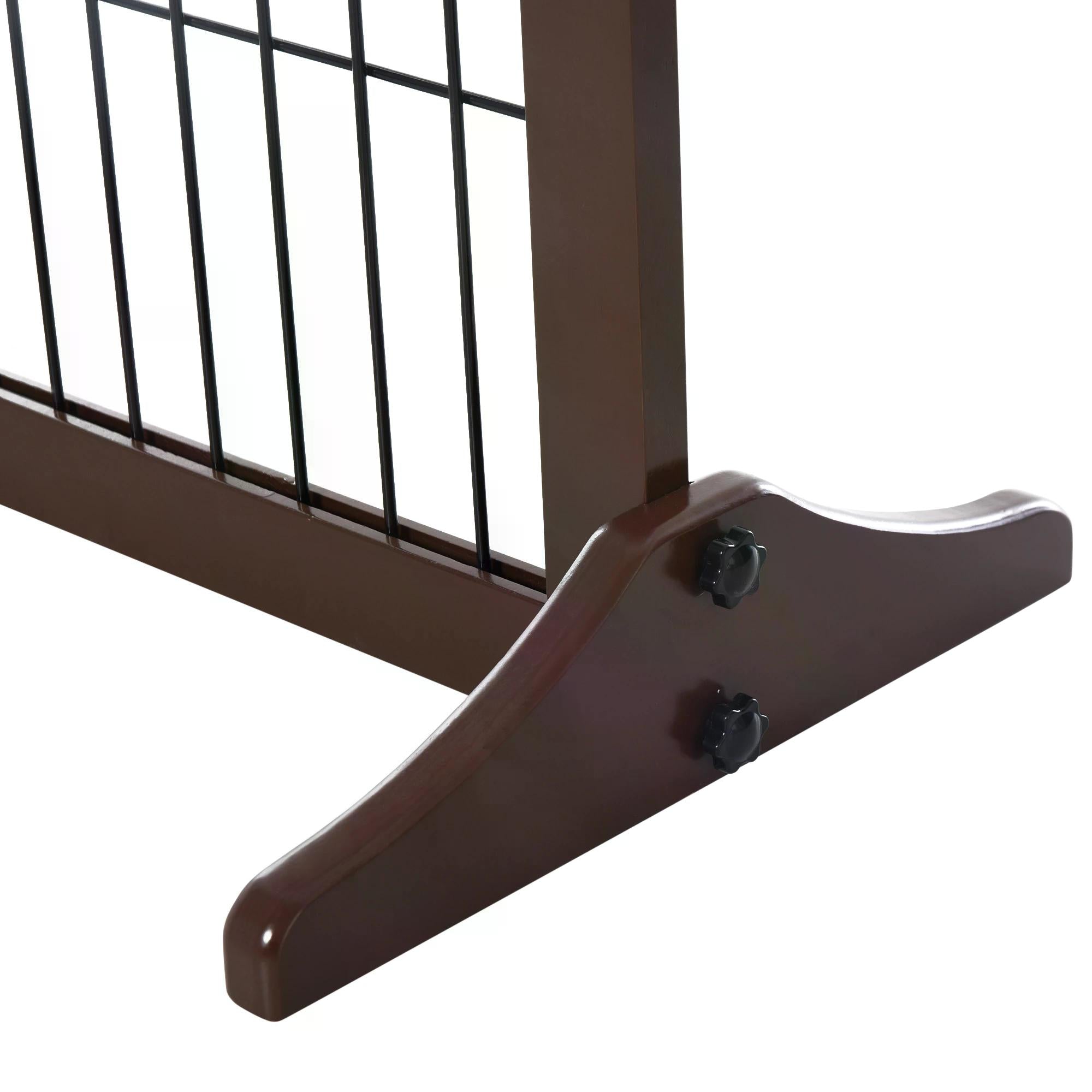PawHut 3 Panel Pet Gate Pine Frame Indoor Foldable Dog Barrier w/Supporting Foot Dividing Line Aisles Stairs