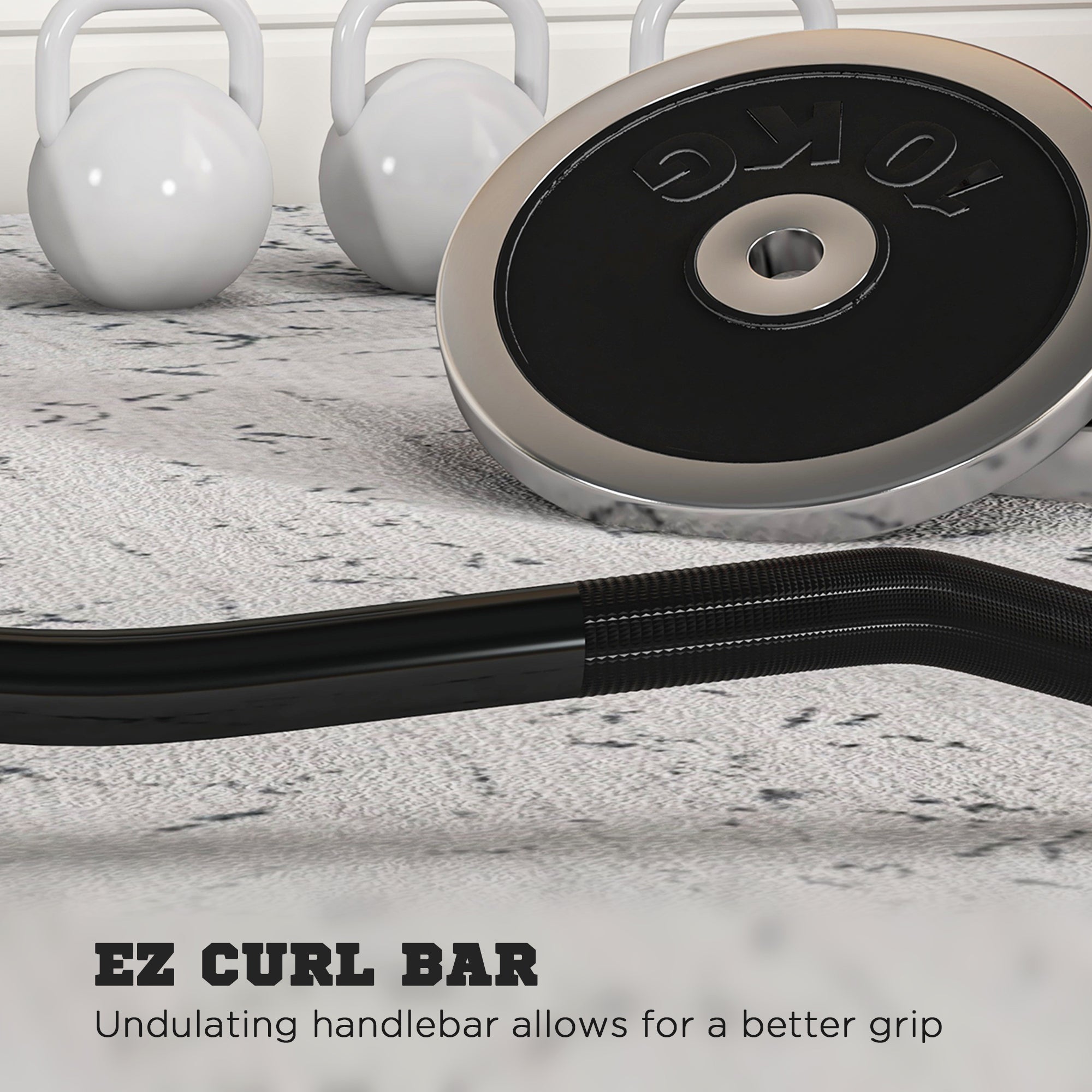 SPORTNOW Olympic EZ Curl Bar, Barbell Bar for 2"/5cm Weight Plates with Spring Clips, Home Gym Weight Lifting Bar, 120cm