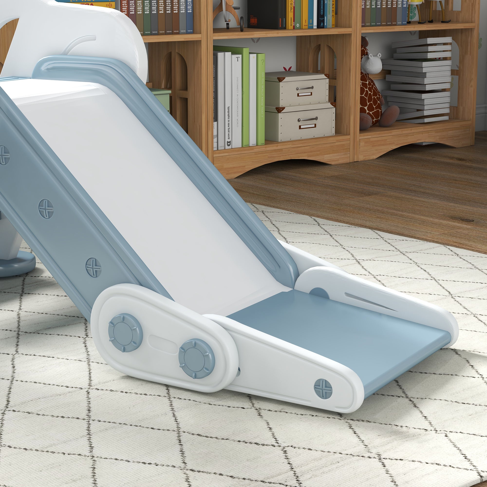 AIYAPLAY Foldable Kids Slide Indoor, Freestanding Baby Slide for 1.5-3 Years Old, Grey