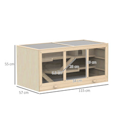 PawHut Wooden Hamster Cage Mouse Rats Mice Rodent Small Animals Hutch Exercise Play House Pen 115L x 60W x 58H(cm)