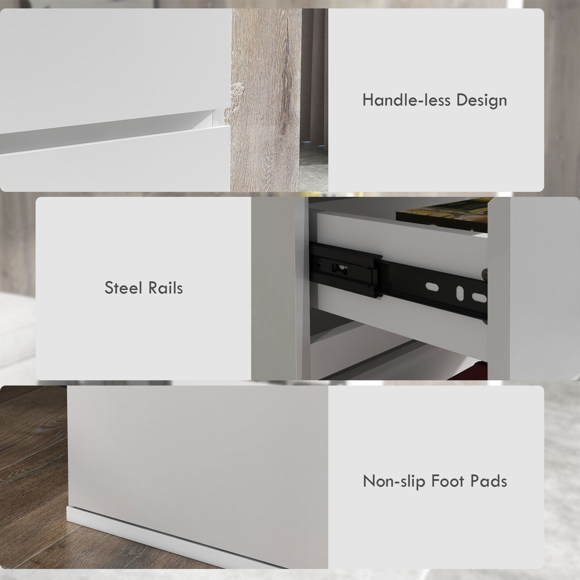 HOMCOM 5-Drawer High Gloss Chest of Drawers, Modern Storage Cabinet for Bedroom, Sleek White Finish - TovaHaus