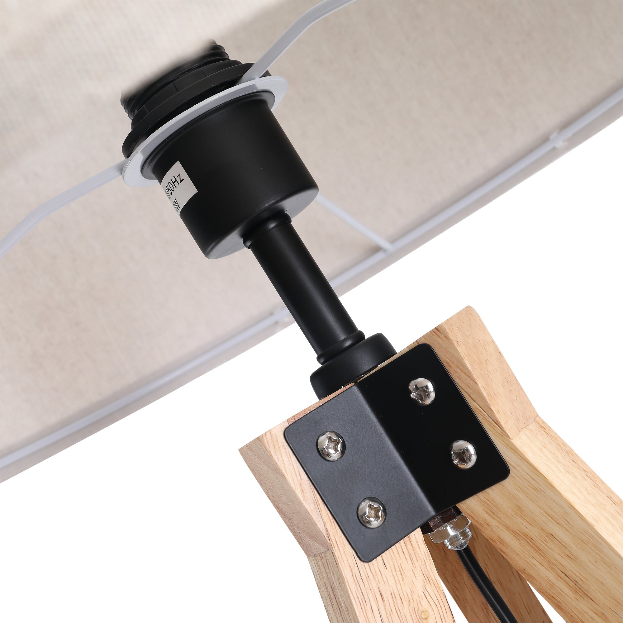 HOMCOM 5FT Elegant Wood Tripod Floor Lamp Free Standing E27 Bulb Lamp Versatile Use For Home Office - Beige - TovaHaus