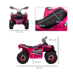 HOMCOM 6V Electric Quad Bike for Toddlers, Wear-Resistant Wheels, Forward and Backward Function, Pink - TovaHaus