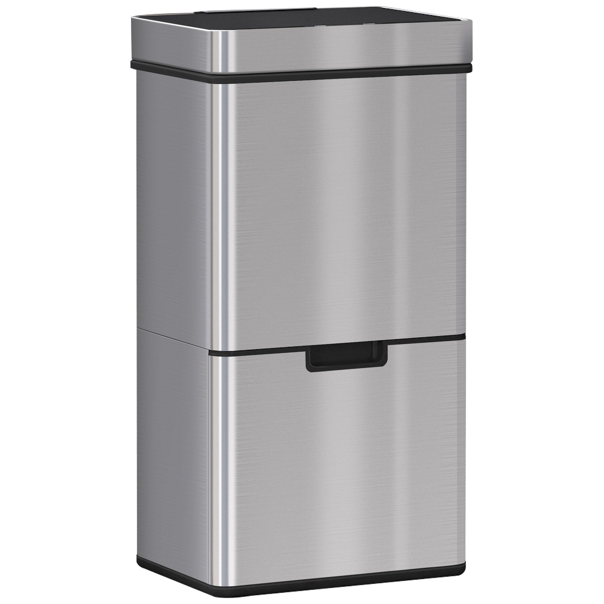 HOMCOM 72L Recycling Sensor Bin, Stainless Steel 3 Compartments for Both Wet or Dry Waste with Removable Lid Kitchen Home - TovaHaus