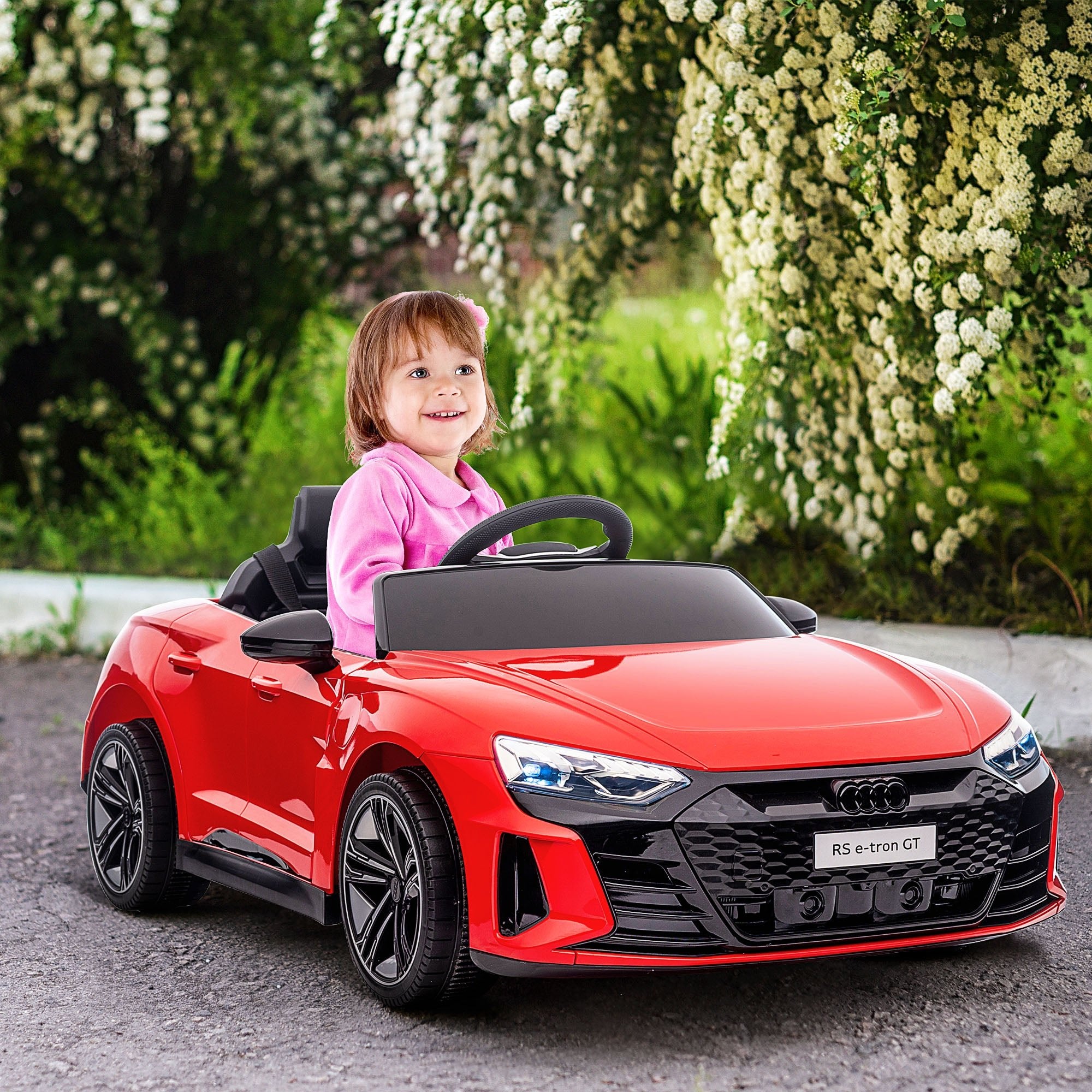 HOMCOM Audi Licensed 12V Kids Electric Ride-On, with Remote Control, Suspension System, Lights, Music, Motor - Red - TovaHaus