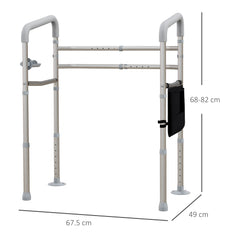 HOMCOM Free Standing Toilet Frame, Height & Width Adjustable Toilet Safety Frame w/ Arms, Additional Suction Cups, Handrail Grab Bar, 136kg Capacity - TovaHaus