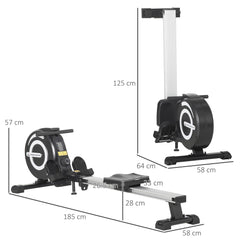 HOMCOM Indoor Body Health & Fitness Adjustable Magnetic Rowing Machine Rower with LCD Digital Monitor & Wheels for Home, Office, Gym - TovaHaus