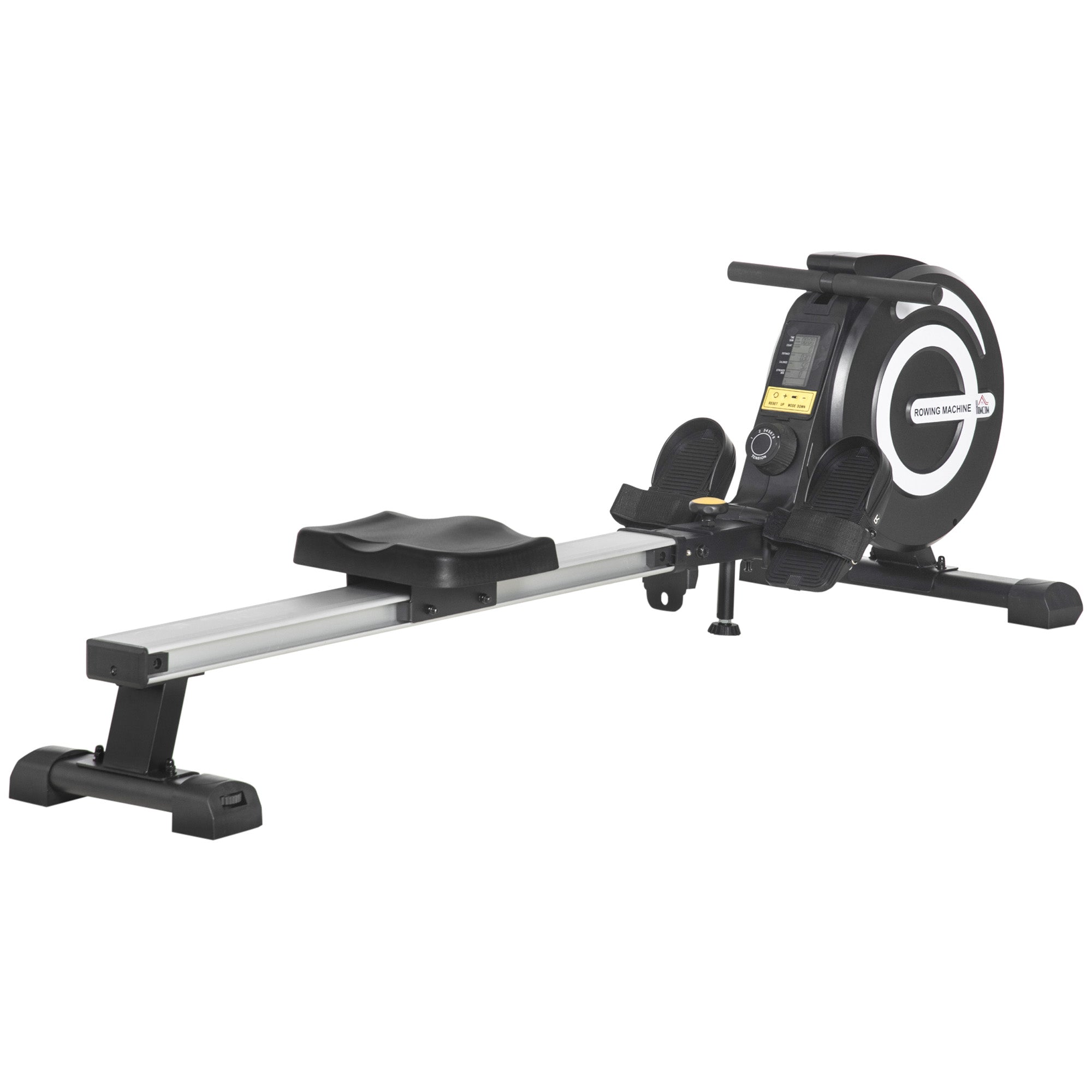 HOMCOM Indoor Body Health & Fitness Adjustable Magnetic Rowing Machine Rower with LCD Digital Monitor & Wheels for Home, Office, Gym - TovaHaus
