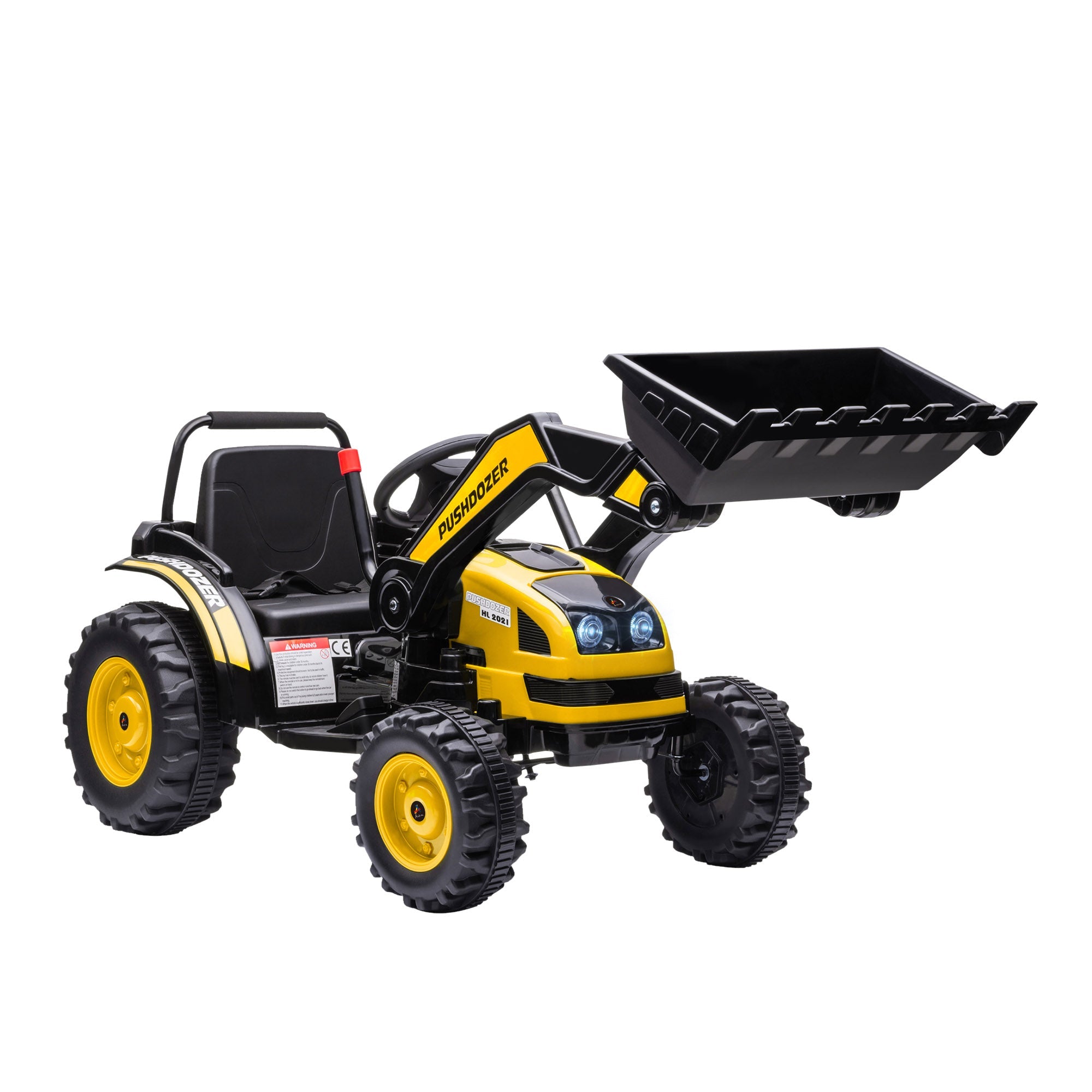 HOMCOM Kids Digger Ride On Excavator 6V Battery Powered Construction Tractor Music Headlight Moving Forward Backward Gear for 3-5 years old Yellow - TovaHaus