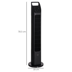 HOMCOM Oscillating Tower Fan, Remote Control, 4H Timer, 3-Speed, Quiet Operation, Electric Floor Standing Cooling Fan for Home Office Bedroom, Black - TovaHaus