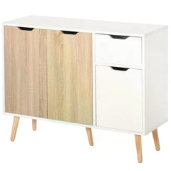 HOMCOM Sideboard Floor Standing Storage Cabinet with Drawer for Bedroom, Living Room, Home Office, Natural - TovaHaus