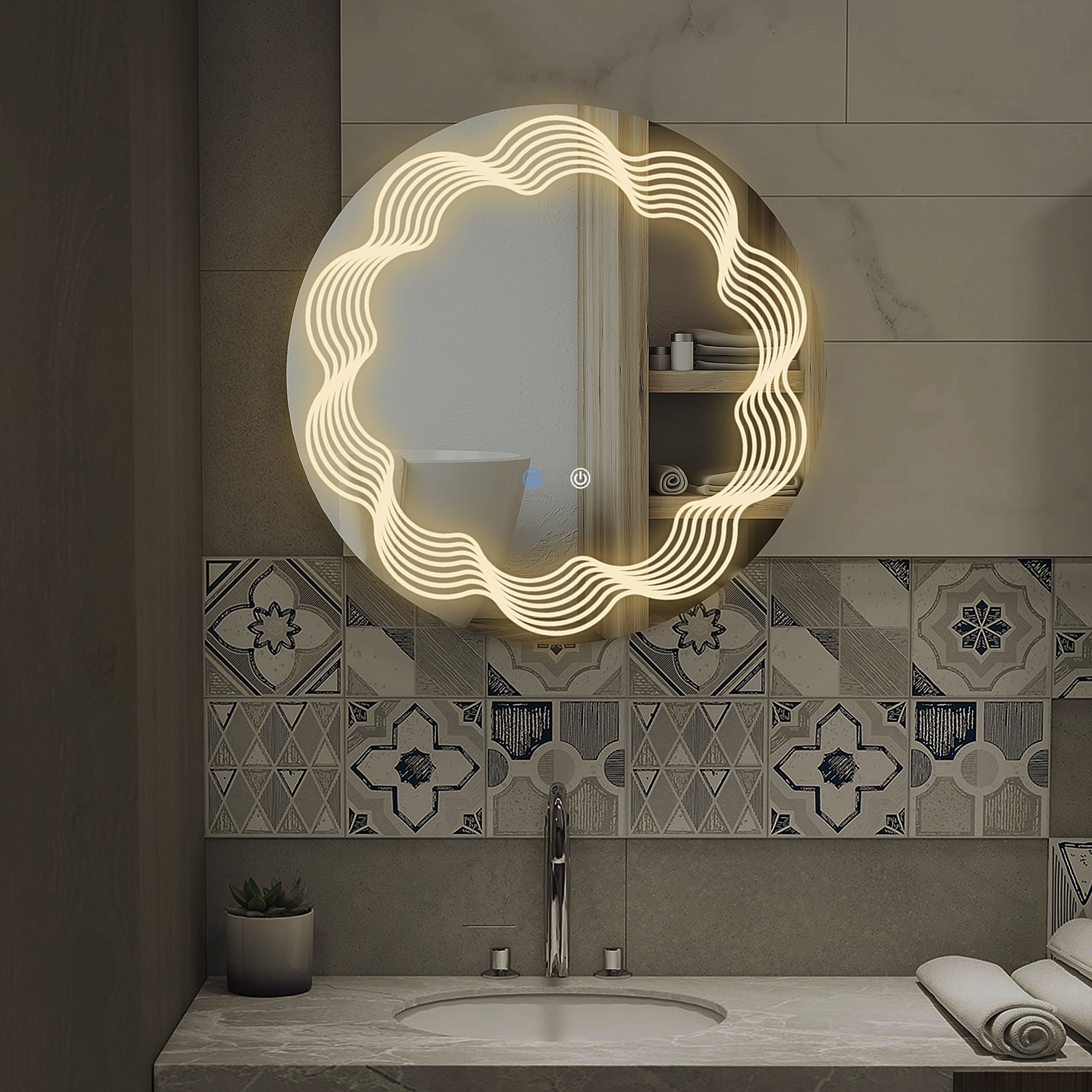 Kleankin LED Bathroom Mirror, Dimming Lighted Bathroom Mirror, Wall Mounted Vanity Mirror with 3 Colour, Smart Touch, Anti-Fog, 71cm - TovaHaus