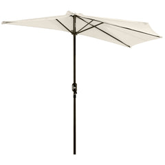 Outsunny 3 m Half Round Umbrella Parasol-White - TovaHaus