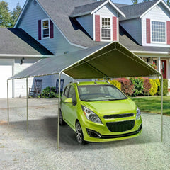 Outsunny 3 x 6m Heavy Duty Carport Garage Car Shelter Galvanized Steel Outdoor Open Canopy Tent Water UV Resistant Waterproof, Grey - TovaHaus