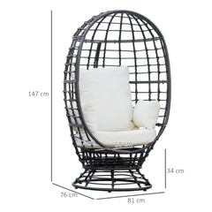 Outsunny 360° Swivel Egg Chair Outdoor, Cocoon Single Chair with Cushion for Patio & Conservatory Balcony, Black | Aosom UK - TovaHaus