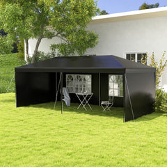 Outsunny 6 x 3 m Party Tent Gazebo Marquee Outdoor Patio Canopy Shelter with Windows and Side Panels, Black - TovaHaus