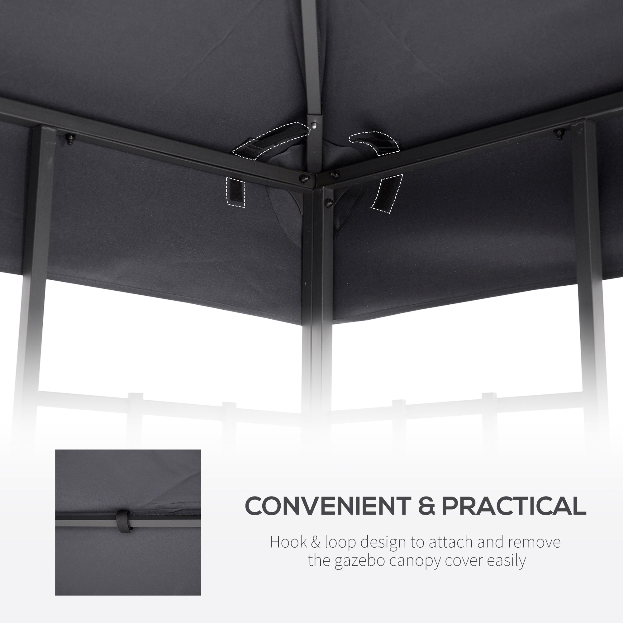 Outsunny Gazebo Canopy Roof Top Replacement Cover, 3 x 3m, Spare Part, Deep Grey (TOP ONLY) - TovaHaus
