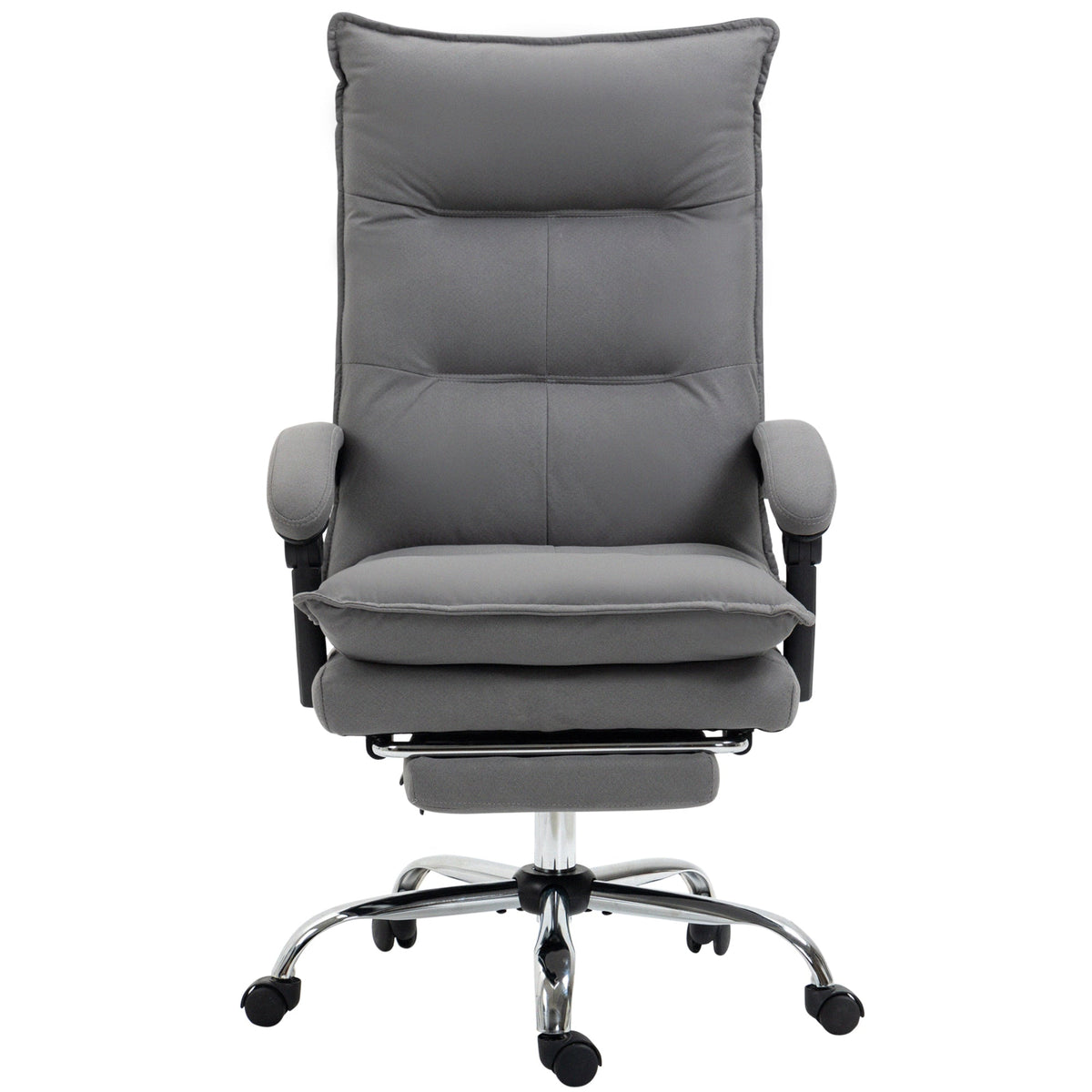 Vinsetto Microfibre Office Chair with Vibration Massage, Heat, Reclining Back, Footrest, Armrest, Double Padding, Grey - TovaHaus