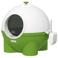 PawHut Large Cat Litter Box, Hooded Tray with Lid, Scoop, Top Handle, Easy Entry, 53 x 51 x 48cm, Green.