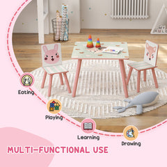 ZONEKIZ Toddler Desk and Chair Set, Kids Activity Table with Two Chairs, Furniture for Ages 3-6, Pink - TovaHaus