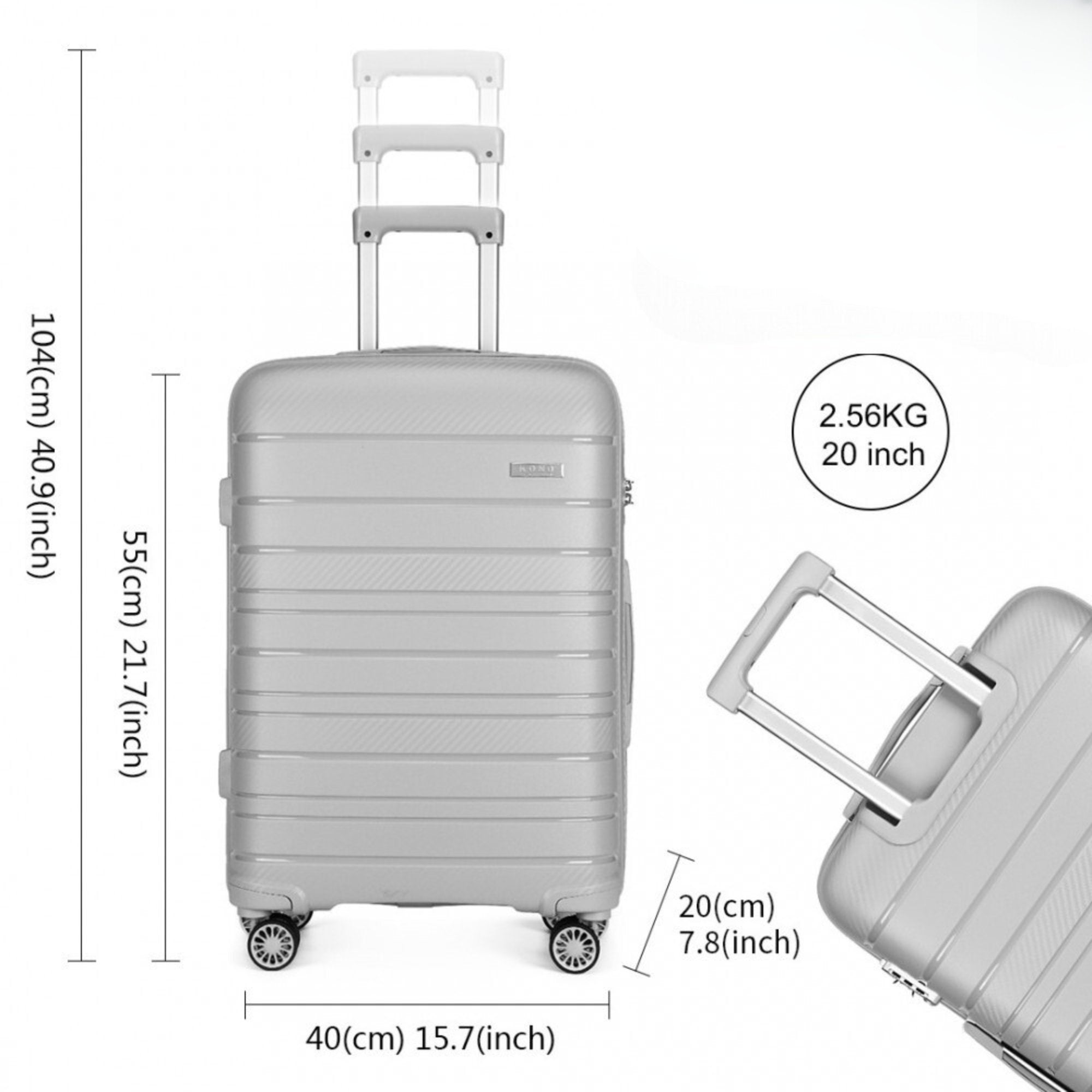 55x40x20cm Hard Shell PP Suitcase Ryanair Maximum Allowance (Priority) Carry On Cabin Luggage Suitcase with 4 Wheels - TovaHaus