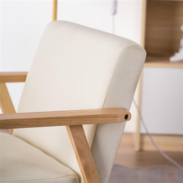 Minimalistic Accent Armchair Chair Sofa w/ Linen Cushions Wide Seat (64x59x71cm) Beige - TovaHaus
