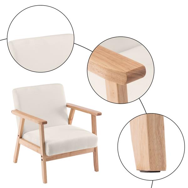 Minimalistic Accent Armchair Chair Sofa w/ Linen Cushions Wide Seat (64x59x71cm) Beige - TovaHaus
