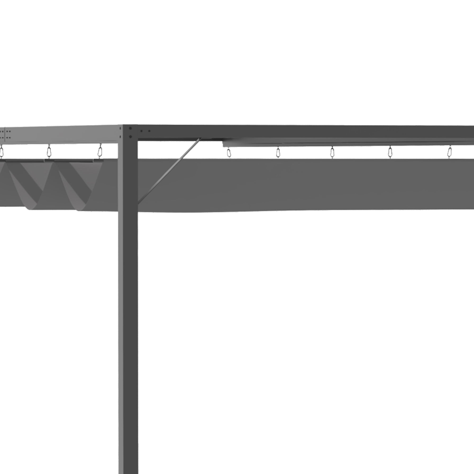 Pergola Retractable Canopy Wall Mounted Gazebo Shelter Sun Shade, Grey - TovaHaus