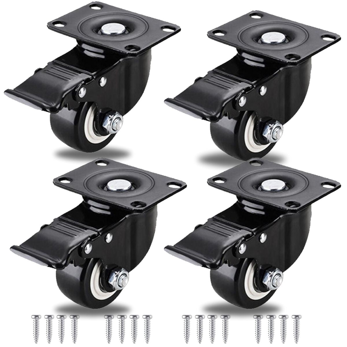 TovaHaus Heavy Duty Swivel Castor Wheels Trolley 50mm up to 200KG - Pack of 4 No Floor Marks Silent Caster for Furniture - Rubbered Trolley Wheels - TovaHaus
